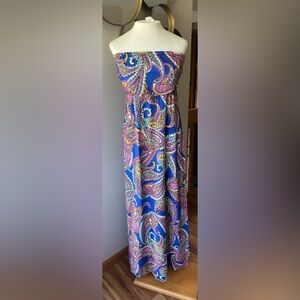 Banana Republic Strapless Maxi Dress multicolor Paisley Print Boho Size 8